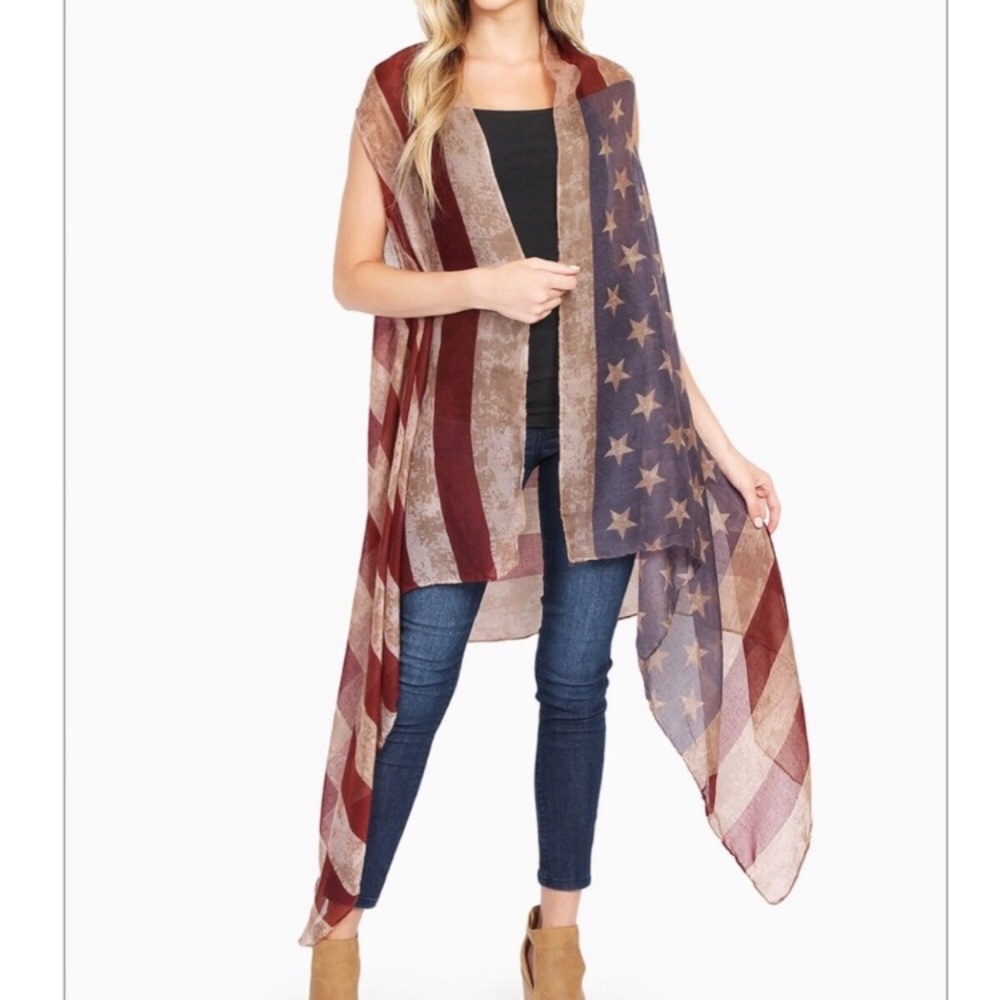 USA Patriotic American Flag Kimono Duster.